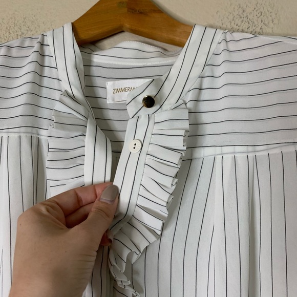 27 NWOT Zimmermann White Striped Ruffle Jumpsuit Romper 10 - Picture 13 of 14